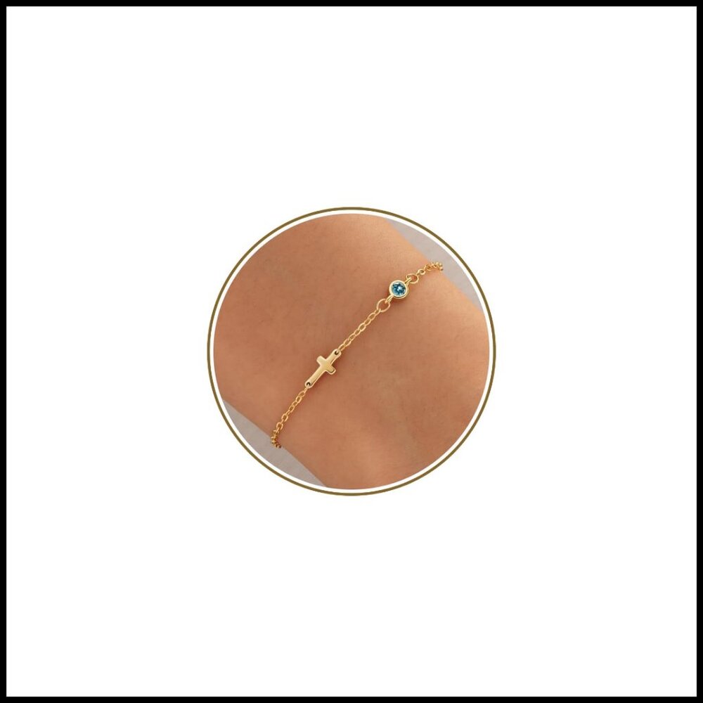 Dainty Gold Plated Cross Charm Bracelet Adjustable Chain Minimal Elegant Gift